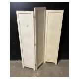 Three-Panel White Folding Cabinet - Vintage Wood Storage