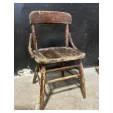 Set of 4 Vintage Wooden Chairs: Child High Chair, Cushioned Armchair, Side Chair, Adirondack Chair