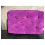 Purple Velvet Tufted Ottoman - Four Black Turned Legs, 28-30 in Wide