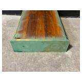 Green Painted Wood Cabinet with Lattice Doors - Freestanding, 2-Shelf Interior