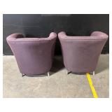 TB 116/117 Purple Upholstered Armchairs Pair - Curved-Back Lounge Chairs
