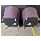 TB 116/117 Purple Upholstered Armchairs Pair - Curved-Back Lounge Chairs