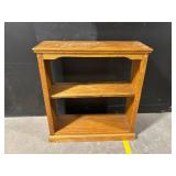 Oak Wood 2-Shelf Display Shelf - Free-Standing Oak Finish