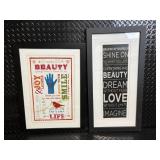 Sharyn Swell Word Art Prints - Beauty & Life (Framed) Lot of 2