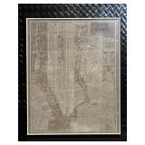 New York City Map Art Print - Framed Wall Decor with Signature