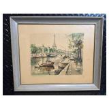 Framed Art Prints - Paris River Scene & Winter Birds (Lot of 2)