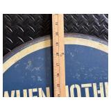 Vintage Round Metal Sign - When Nothing Goes Right Go Left - 22 in. Diameter