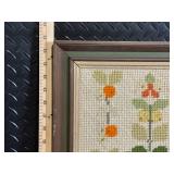 Birds on Floral Stems Cross-Stitch - Framed Art Pair (Lot of 2)