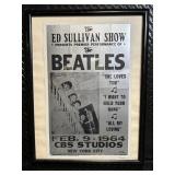 The Beatles Ed Sullivan Show Poster - Feb 9, 1964 - CBS Studios NYC Framed