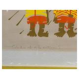 Two Framed Color-Block Art Prints: Umbrella Kids & Ducklings