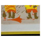 Two Framed Color-Block Art Prints: Umbrella Kids & Ducklings