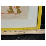 Two Framed Color-Block Art Prints: Umbrella Kids & Ducklings