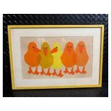 Two Framed Color-Block Art Prints: Umbrella Kids & Ducklings