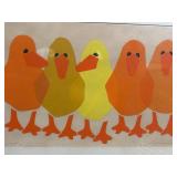 Two Framed Color-Block Art Prints: Umbrella Kids & Ducklings