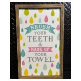 Hobby Lobby Framed Wall Art Set - 2 Prints: Brush Your Teeth & Hang Up Your Towel; Cheers!