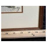 Framed Floral Still Life Geranium & Seascape Beach Prints - 2-Piece Lot