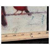 Vintage Framed Wall Art Lot - Mountain Landscape, FAMILY Birds Sign & Lace Keepsake