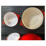 Danish Design Enamel Pots - Red 2-Piece Set with Lids (Large & Small)