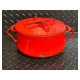 Danish Design Enamel Pots - Red 2-Piece Set with Lids (Large & Small)