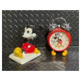 Disney Mickey Mouse Alarm Clock & Standing Figurine - Red Frame