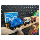 Wooden Train Set with Tracks, Bridges & Figures - Complete Kids Toy Lot