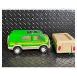 Tonka Camper SUV with Trailer - Green & Beige Vintage Toy Vehicle