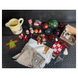 Hallmark Snowman Pitcher + Assorted Christmas Ornaments & Nutcracker Figures Lot