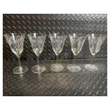 Vintage Frosted Glassware Set with Orange Leaf Motif - Clear Etched Wine Glasses & Champagne Flutes