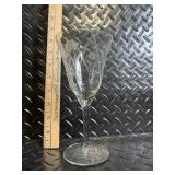 Vintage Frosted Glassware Set with Orange Leaf Motif - Clear Etched Wine Glasses & Champagne Flutes