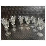 Vintage Frosted Glassware Set with Orange Leaf Motif - Clear Etched Wine Glasses & Champagne Flutes