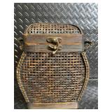 Mantel Clock, Gothic Lantern & Woven Basket - Vintage Decorative Set