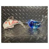 Crystal Glassware Set - 2 Compote Bowls, Centerpiece Pedestal, 2 Glass Fish Figurines