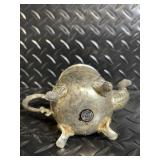 Godinger Silver Plate Tea Set with Ornate Tray - Teapot, Sugar Pot, Creamer, Tongs & Knife