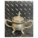 Godinger Silver Plate Tea Set with Ornate Tray - Teapot, Sugar Pot, Creamer, Tongs & Knife