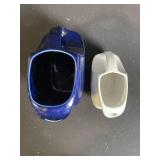 Ceramic Pitchers Set - Blue Cobalt Ribbed & White Spiral, 2-Piece