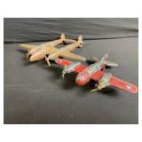Three-Piece Vintage Tin Aircraft Toys Lot - WWII US Insignia