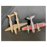 Three-Piece Vintage Tin Aircraft Toys Lot - WWII US Insignia