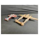 Three-Piece Vintage Tin Aircraft Toys Lot - WWII US Insignia