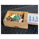 Assorted Miniature Plastic Figures - Wooden Prize Box
