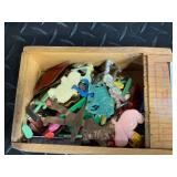 Assorted Miniature Plastic Figures - Wooden Prize Box