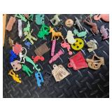 Assorted Miniature Plastic Figures - Wooden Prize Box