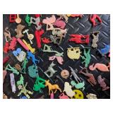 Assorted Miniature Plastic Figures - Wooden Prize Box