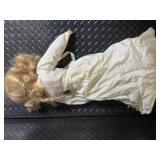 Pair of Vintage Composition Dolls in Ivory Lace Dresses