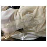 Pair of Vintage Composition Dolls in Ivory Lace Dresses