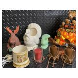 Napco Ware White Bird Candle Holder & Holiday Decor Lot with Basket