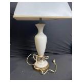Vintage Lamps Lot of 2 - Clock Dial Desk Lamp with Dual Arms & Tall Cream Ceramic Table Lamp