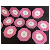 Plate - Pink Octagonal Floral Center - 12-Pack