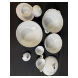 Blue Floral Porcelain Tea Set with Lidded Sugar Bowl & Creamer