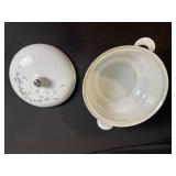 Blue Floral Porcelain Tea Set with Lidded Sugar Bowl & Creamer