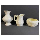 Frosted Glass Pumpkin Ornaments & White Ceramic Vase Set with Amber Bowl